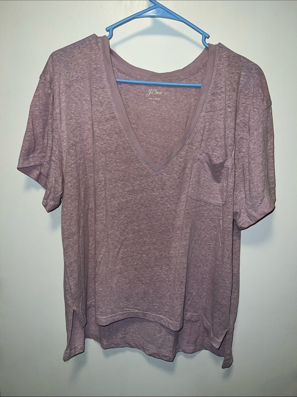 J. Crew Women's V-Neck Pocket Tee in Mauve